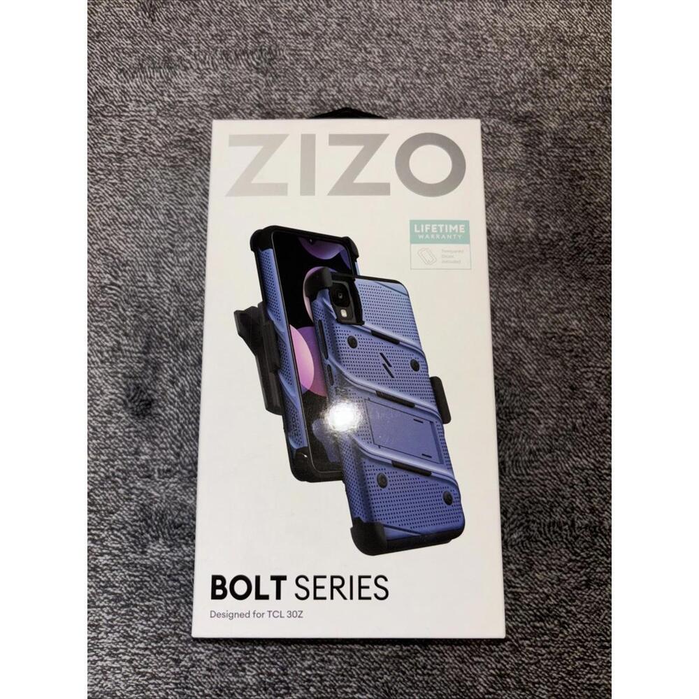 ZIZO BOLT Series Protective Case for‎ TCL 30Z Blue Belt Clip Kickstand